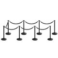 Montour Line Stanchion Post and Rope Kit Black, 8 Flat Top 7 Black Rope C-Kit-8-BK-FL-7-ER-BK-PS